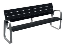 Banc public VENISE - lattes traitées anti-graffiti - Réf. 1060 - Structure en acier inox et bois certifié FSC_0