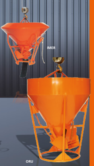Benne à béton cylindro-conique à tuyau centrale avec trappe automatique - IMER ou ORU 1010_0