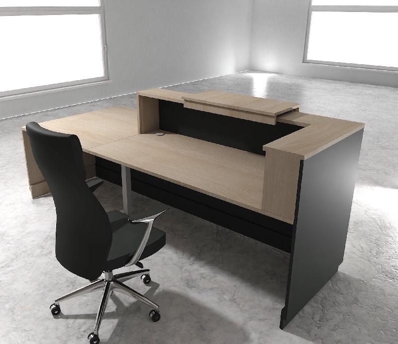 Bureau d'accueil ergonomique et Design Delta - 242, Droite, Noir, Non, Acacia clair_1