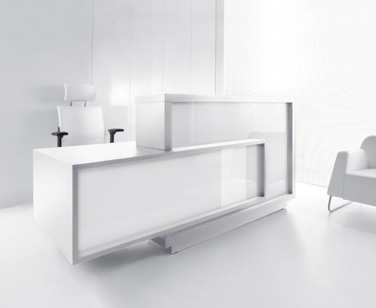 Bureau d'accueil original modèle Foro - MDD - Blanc, Blanc, A gauche_1