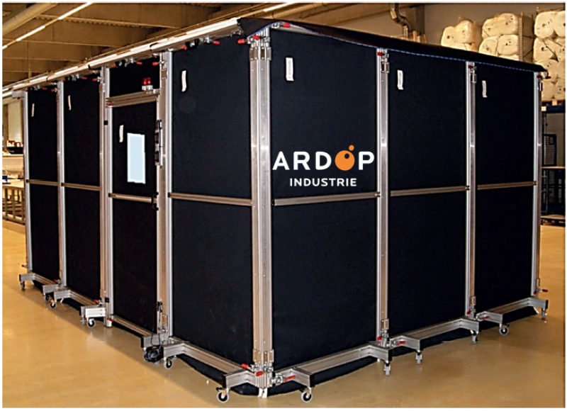 Cabine de protection laser Montable/Démontable avec roulettes et freins - JUT-CABINE-3,3x3,3x2,25m - ARDOP Industrie - Système d'éclairage intérieur LED_0