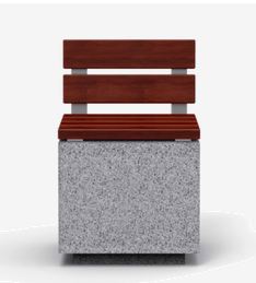 Chaise Kube P UM372SLP - béton préfabriqué gris granite avec lattes en bois tropical traité_0