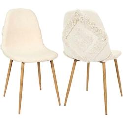 Chaise pieds imitation bois assise en tissu Faro (Lot de 2) The Home Deco Factory - beige 3664944435969_0