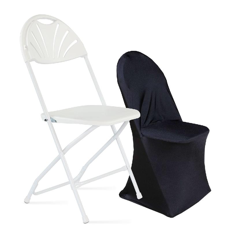 Chaise pliante de réception - Structure en acier, assise PEHD, housse noire lavable_0
