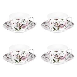 Coffret 4 pièces champêtre avec sous tasses 18 cl -  Décoré Rond Porcelaine Table Passion - multicolore porcelaine 3106232376887_0