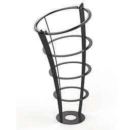 Corbeille anti-vandalisme en acier - SPIRALE - 110L - Fixation au sol sur platine - Gris manganèse_0