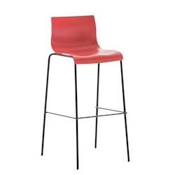 Décoshop26 - Tabouret de bar avec repose-pieds dossier incurvé en plastique rouge et 4 pieds en métal noir 10_0004931 - noir 3000252362267_0
