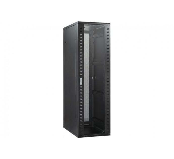 Dexlan baie serveur 27U - 800 x 1000 mm - Noir - Charge 600 kg - Verre trempé et métal perforé_0
