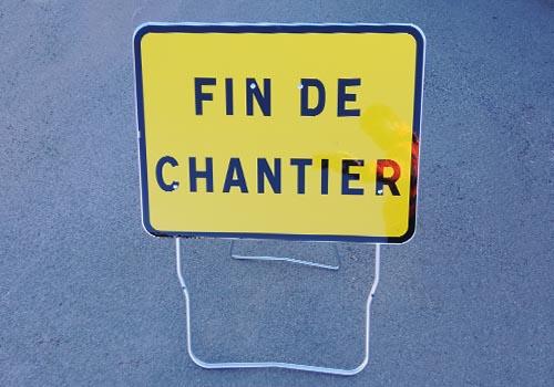 Panneau de fin de chantier temporaire - Classe 1 - Métal galvanisé avec pied lyonnais ou sur poteau_0
