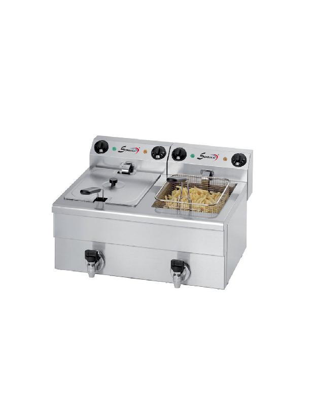 Friteuse électrique - 2x10 Litres, à poser, avec vidange et zone froide - SOFRACA ACFE102N_0