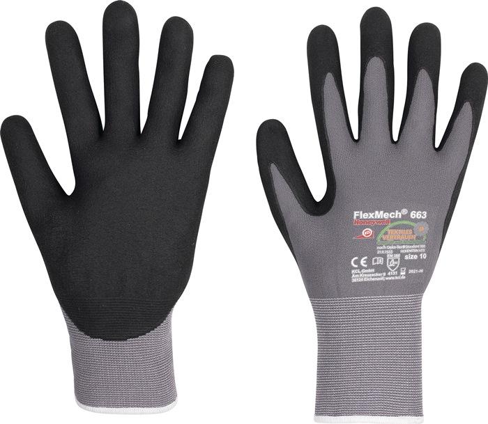 Gant FlexMech 663 taille 8 gris/noir nylon/élasthanne/mousse de nitrile EN 388 catégorie EPI II 10 paires HONEYWELL_0