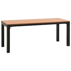 Helloshop26 - Banc public de jardin en acier et WPC marron et noir 110x39x45cm - Résistant aux intempéries - 02_0011163_0