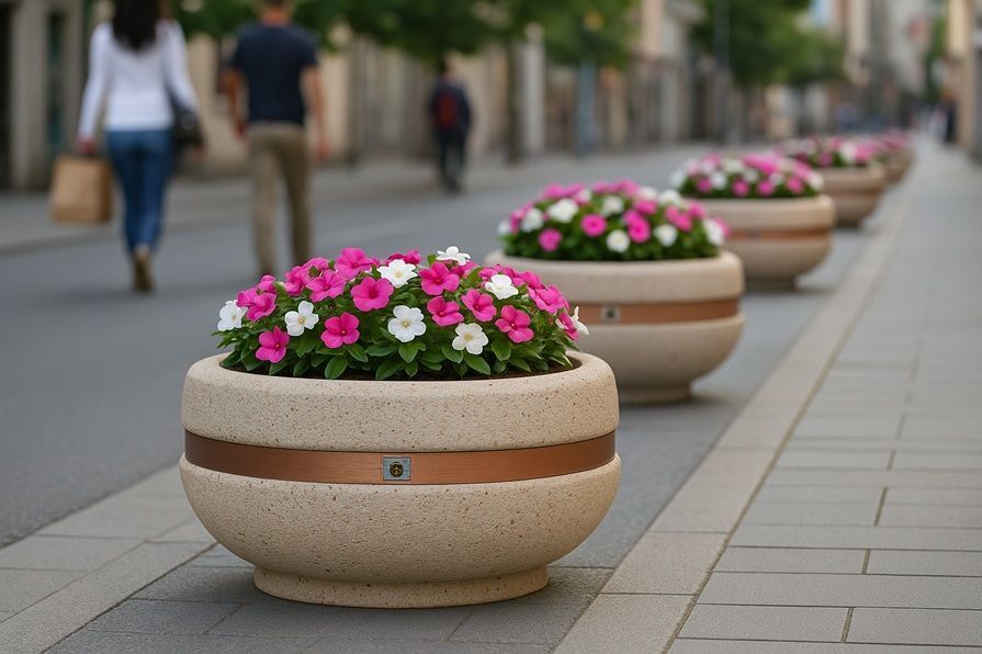 Jardinière pour collectivités Tiziano en béton finition personnalisable - Article 350_1