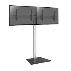KIMEX Support sur pied pour 2 écrans TV 43'' - 49'' - Hauteur 175cm - A poser - Inclinable - gris 3700685418943_0