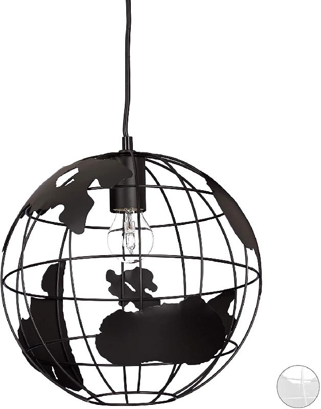 Lampe murale lampadaire décoration design à suspension abat-jour boule globe noir 13_0001352