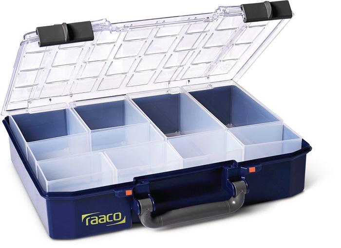 Mallette de rangement en plastique - CarryLite 80 4x8-9, 9 compartiments - 337x278x80mm - Bleue - RAACO_0