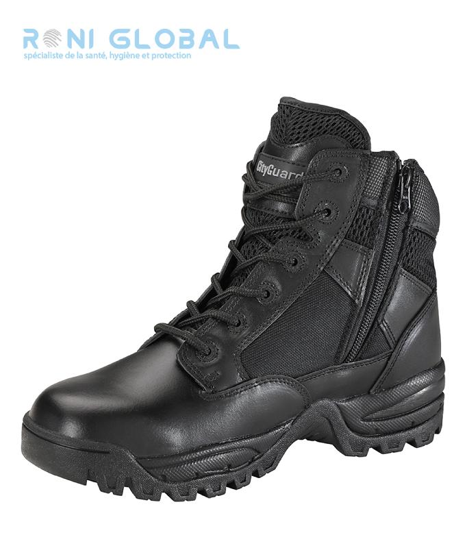 Ranger de sécurité antidérapant en nubuck et cuir - MEGATECH 6'' BLACK ONE ZIP CITYGUARD - semelle résistante aux hydrocarbures_0