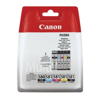 Pack cartouches encre Canon PGI-580 PGBK et CLI-581 B/C/M/Y pour imprimante jet d'encre_0