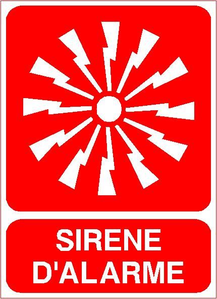 Panneau de signalisation - Sirène d'alarme - Fabrication sur-mesure et française, en vinyl adhésif ou PVC 1 mm_0