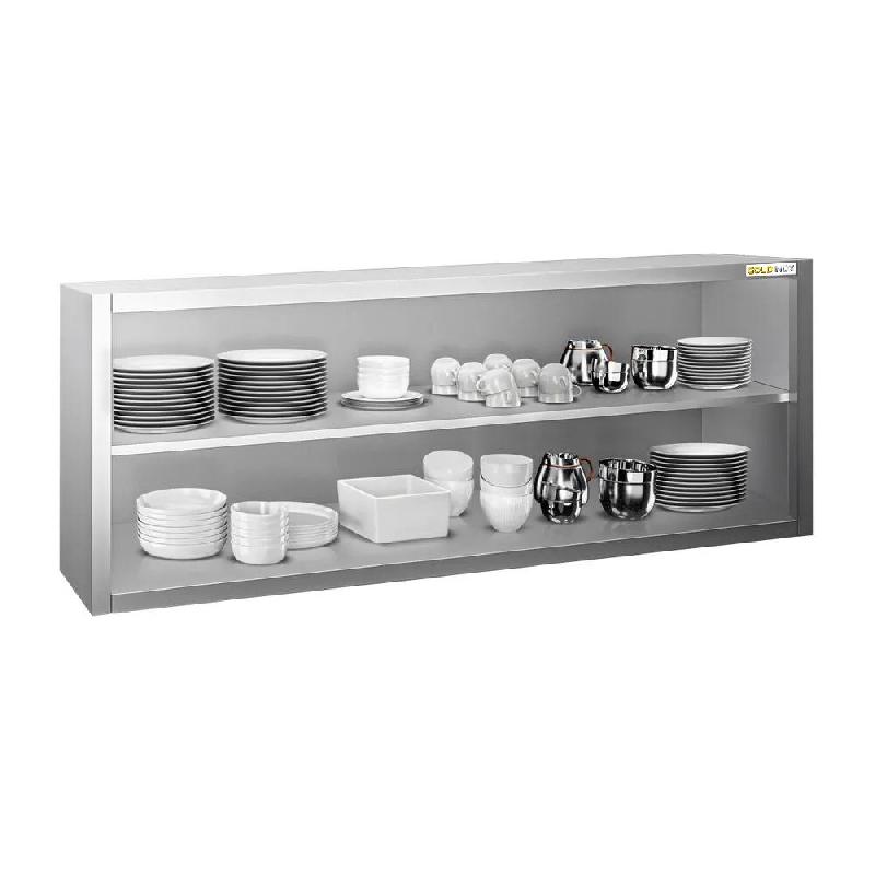 Placard mural inox 1800 x 400 mm / Hauteur 650 mm ouvert PREMIUM - GOLDINOX - gris inox 3701770819942_0