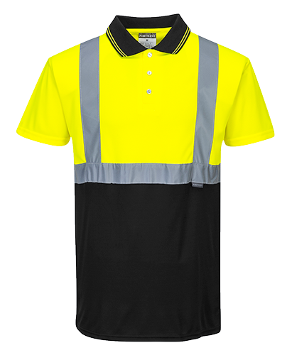 Polo bicolore jaune noir s479, xl_0