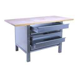 PROREGAL Etabli BUFFALO WOOD avec 5x Tiroir | HxLxP 86,5x150x75cm | Capacité de Charge 1000kg | Gris - gris métal PR_RS157-58_0