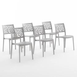 RATTATAN Set 6 Chaises en polypropylène avec fibre de verre empilables pour extérieur et jardin, bar et restaurant, cuisine design moderne - FLORA -_0
