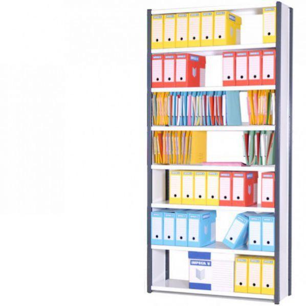 Rayonnage de bureau métallique - H. 2000 x L. 1000 mm - Blanc - Marque Rolléco_0