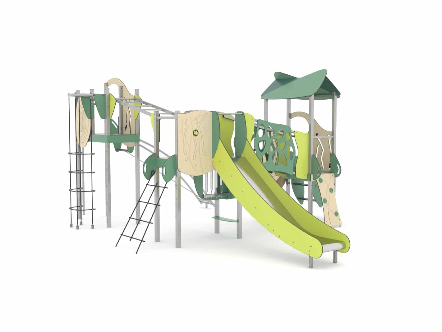 Structure multi-activités métallique Organik - LD1OR3091 - Ludoparc - 3 tours en inox avec planchers HPL_0