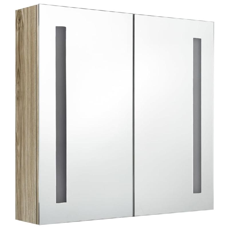 Armoire de salle de bain à miroir LED - 62x14x60 cm - Chêne - 02_0006592_0