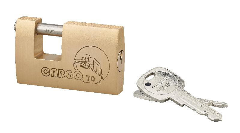 Cadenas à clé Cargo 70 mm Adriatic - Corps laiton monobloc - Anse inoxydable - Compatible systèmes HG5 et Transit 2 - Garantie 10 ans_0
