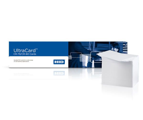 Carte PVC blanche vierge CR-80, 30 mil - FARGO Ultracards 81754-1 - UltraCards HID avec surface brillante_0