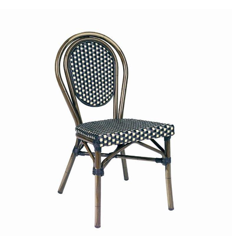 Chaise de terrasse boulevard - tressage noir & crème_0