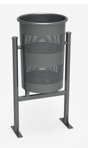 Poubelle publique circulaire PA600M - acier perforé avec traitement Ferrus anticorrosion_0