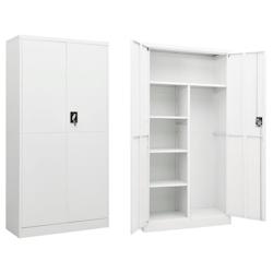 Décoshop26 - Meuble de bureau armoire de rangement avec 2 portes et 4 étagères 90 x 40 x 180 cm en acier blanc DEC024487 - blanc 3000254731078_0