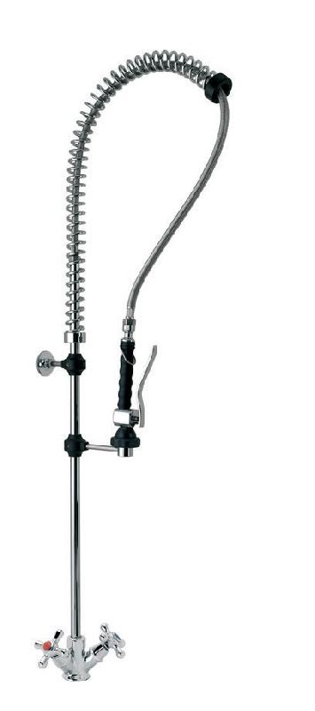 Douchette avec mélangeur mono-trou à croisillons - NOSEM DP607STE - flexible inox plastifié, débit 17L/min_0