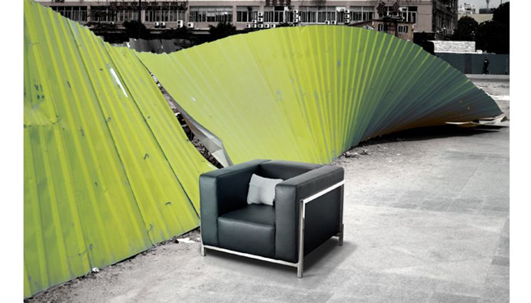 Fauteuil Allen - cuir pleine fleur, structure en bois massif et acier inox poli_0