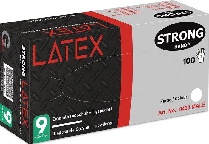 Gant jetable Male taille L (9) beige clair Latex EN 420 catégorie EPI I 100 pièces/boîte STRONGHAND_0