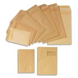 LA COURONNE BOÎTE DE 250 POCHETTES KRAFT BRUN 1000 RAIES AUTOCOLLANT 120G FORMAT 229X324 C4