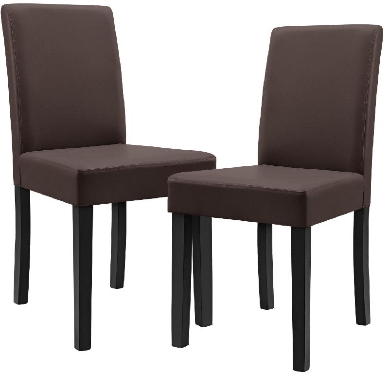 LOT DE 2 CHAISES REMBOURRÉES PIEDS EN BOIS MASSIF HOUSSE EN SYNTHÉTIQUE 90 CM MARRON ET NOIR 03_0002362_0