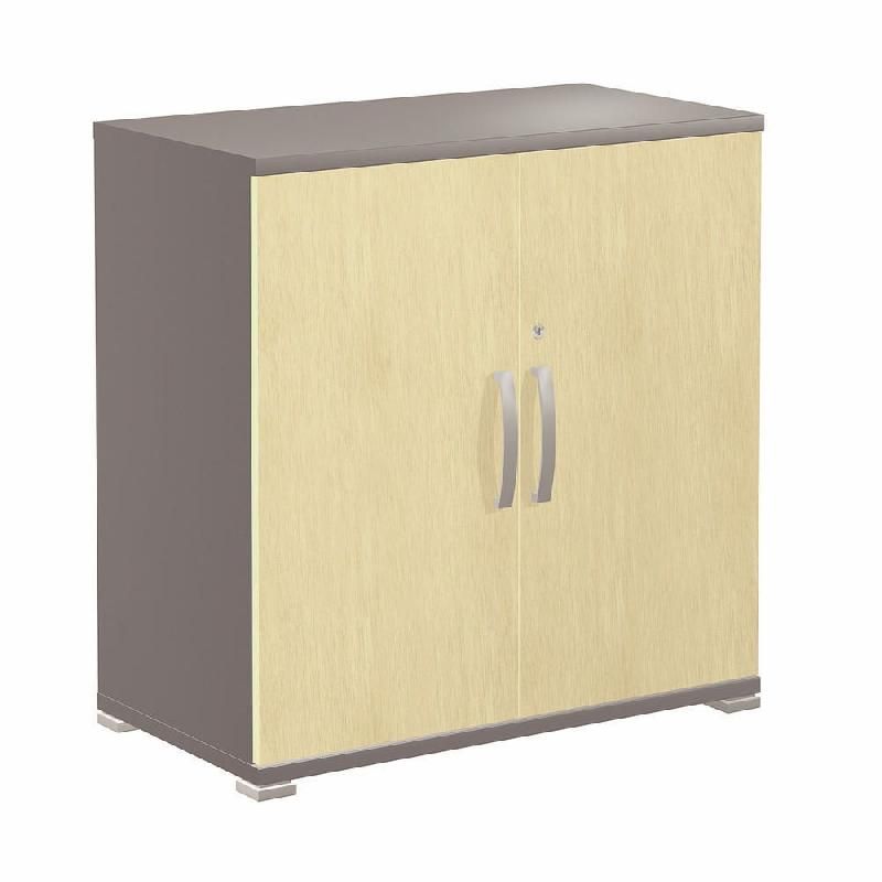 MEUBLE BAS ACTIVITY 2 AVEC PORTES - H. 73 X L. 80 X P. 45 CM - CORPS ANTHRACITE - COLORIS DES PORTES : HÊTRE.