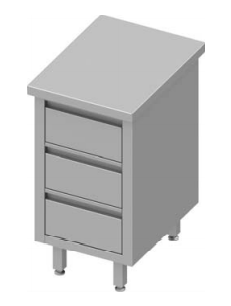 Meuble bas table de travail inox centrale avec trois tiroirs 450x700x900 soudée - 932687455_0