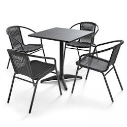 Oviala Business Ensemble table de jardin bistrot et 4 chaises en aluminium gris - gris aluminium 105064_0