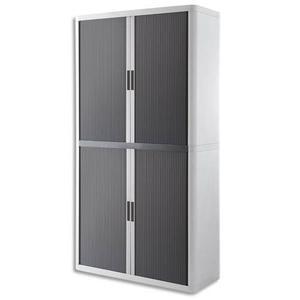 Easyoffice armoire démontable corps en ps teinté blanc rideau anthracite l110x h204x p41,5 cm_0