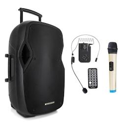 Pronomic MOVE 115MA-A - Enceinte Portable 15'' / 60W, 2 Micros sans fil VHF -USB, SD, MP3, BT - Système de Sonorisation Autonome - 4260734835835_0