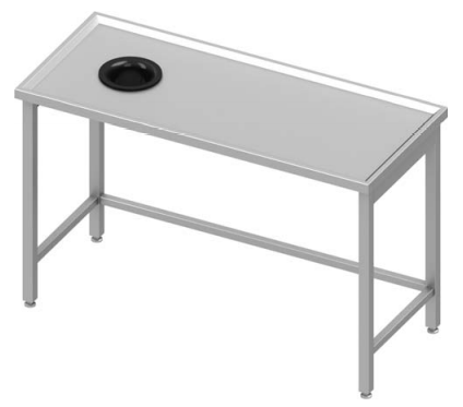 Table de travail inox centrale sans étagère 1100x600x900 avec trou vide ordure  à gauche soudée - 933106110_0