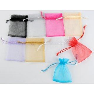 50 SACS ORGANZA 9 X 12 CM AVEC CORDON - 10 COULEURS AU CHOIX