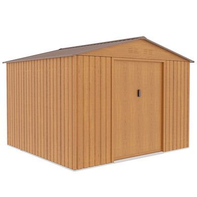 Abri de jardin en métal imitation bois - 7,06 m² - Double porte coulissante - OOGarden Réf. : KJN-02749_0