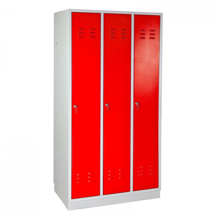 Armoire vestiaire 3 portes rouge - 890 x 500 x 1775 mm_0