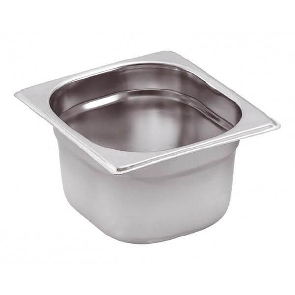 Bac GN 1/6 en inox - 176x162 mm - Acier inoxydable Type 202 - Empilable et emboîtable_0
